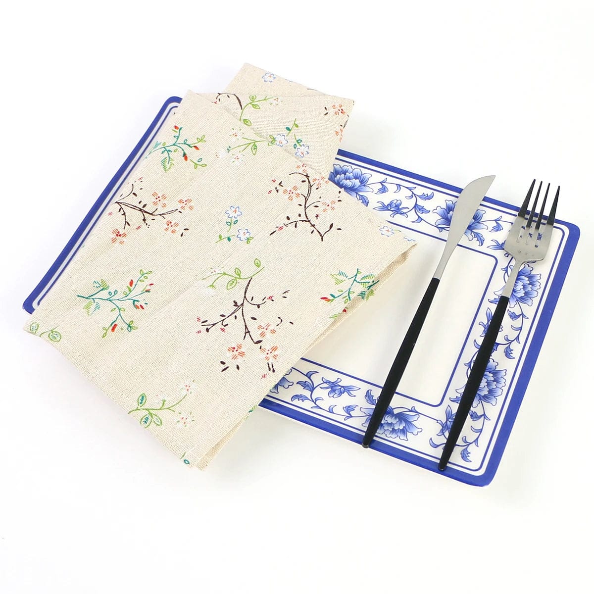 Lot de 2 Serviettes de Table à Imprimé Floral