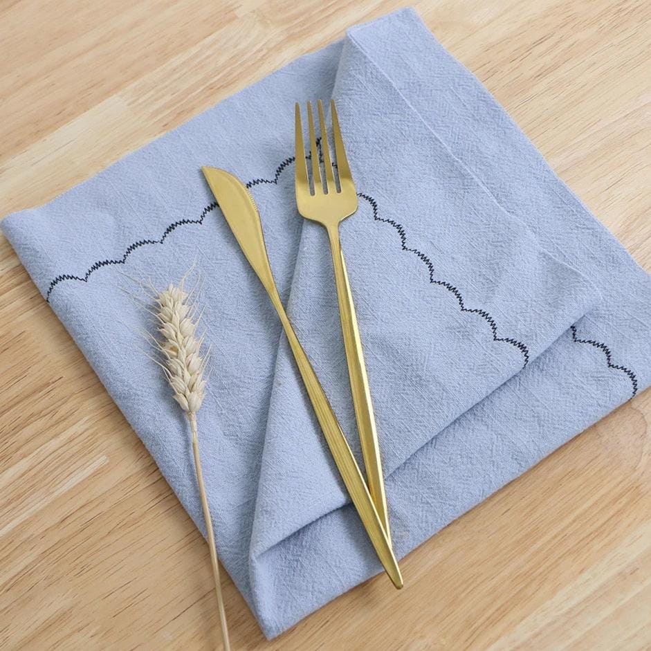 Lot de 2 Serviettes de Table Naturelles et Brodées