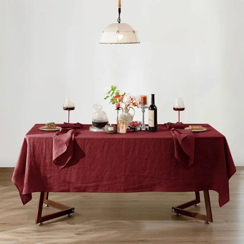 Nappe Rectangulaire en Coton Bordeaux – Ambiance Chaleureuse et Raffinée pour Vos Repas