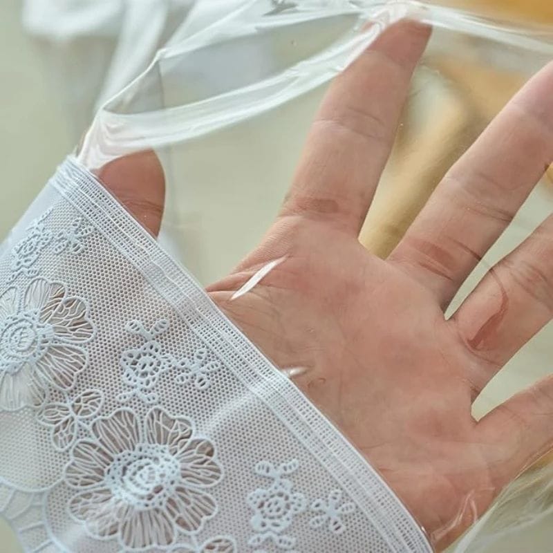 Nappe Transparente Imperméable Bordure Dentelle - PVC Fin