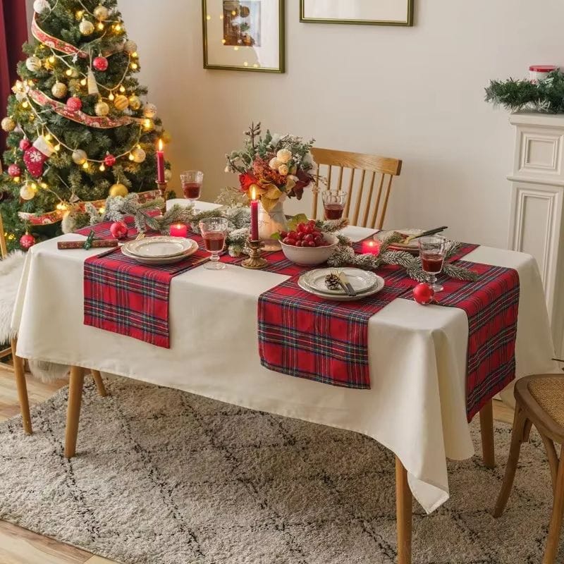 Serviettes de Table Écossaises - Tartan Rouge de Noël
