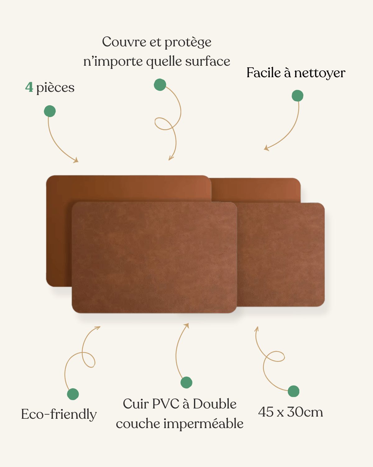 Set de Table Cuir Bicolore - 8 Coloris Luxe