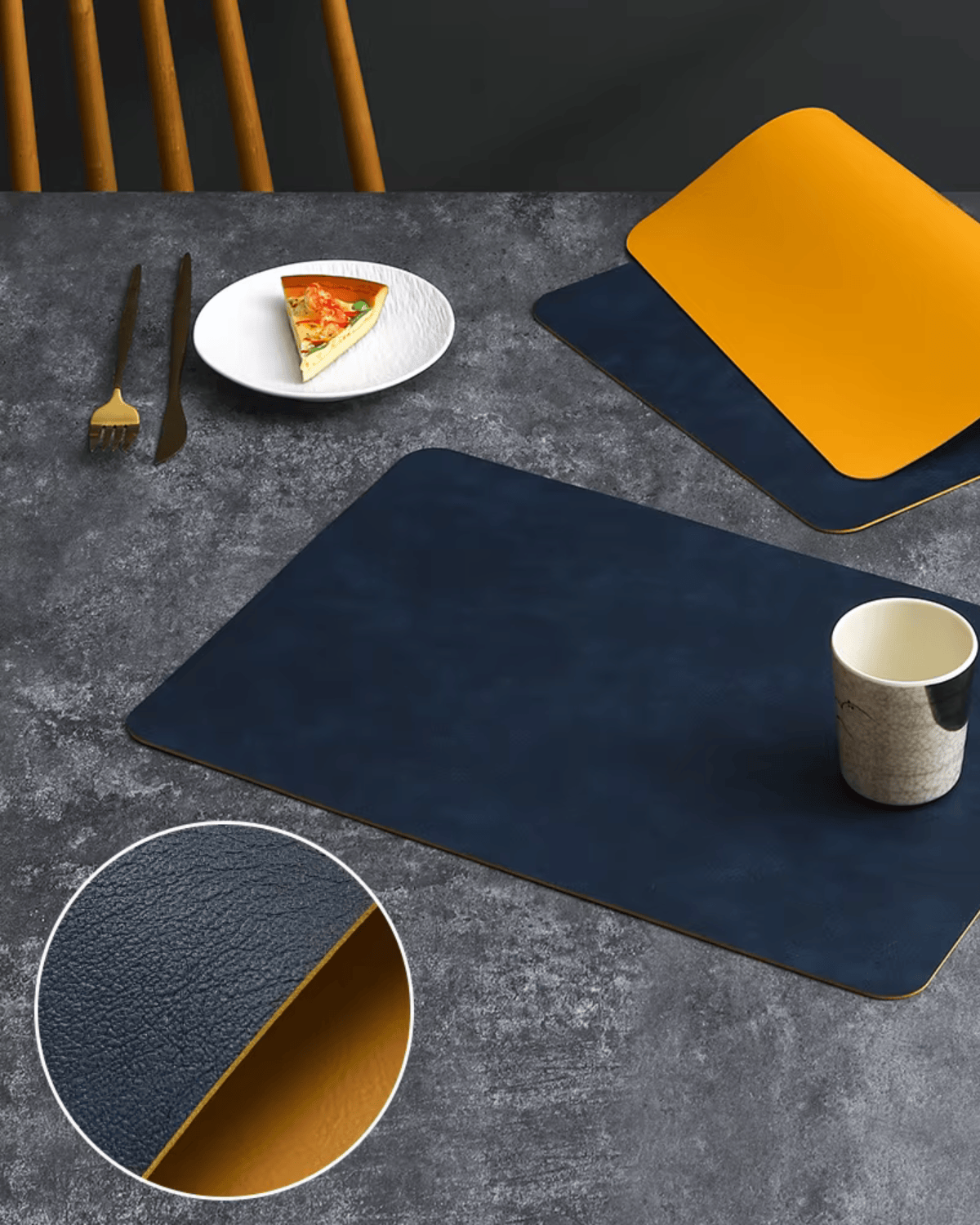 Set de Table Cuir Bicolore - 8 Coloris Luxe