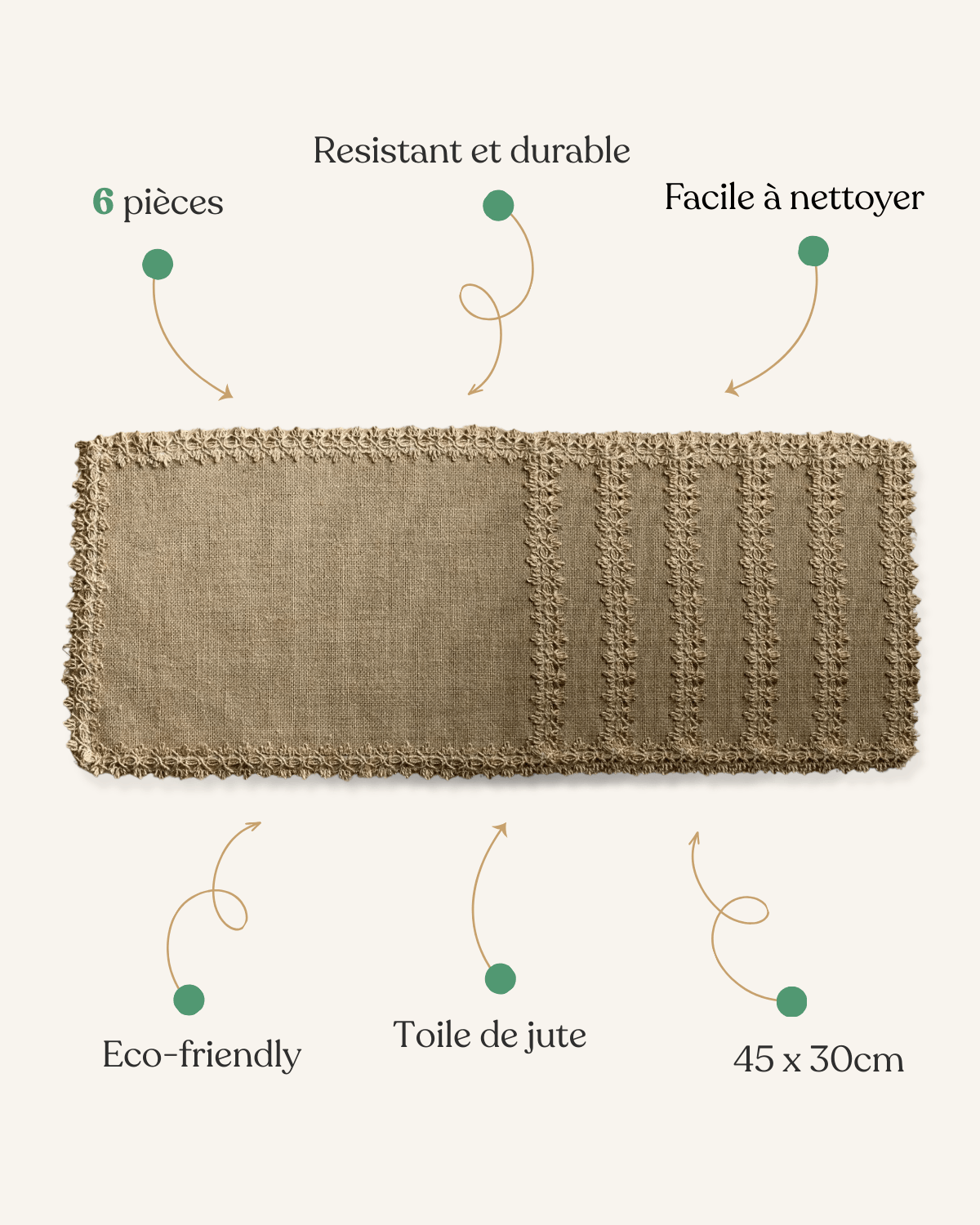 Set de table en jute rectangulaire
