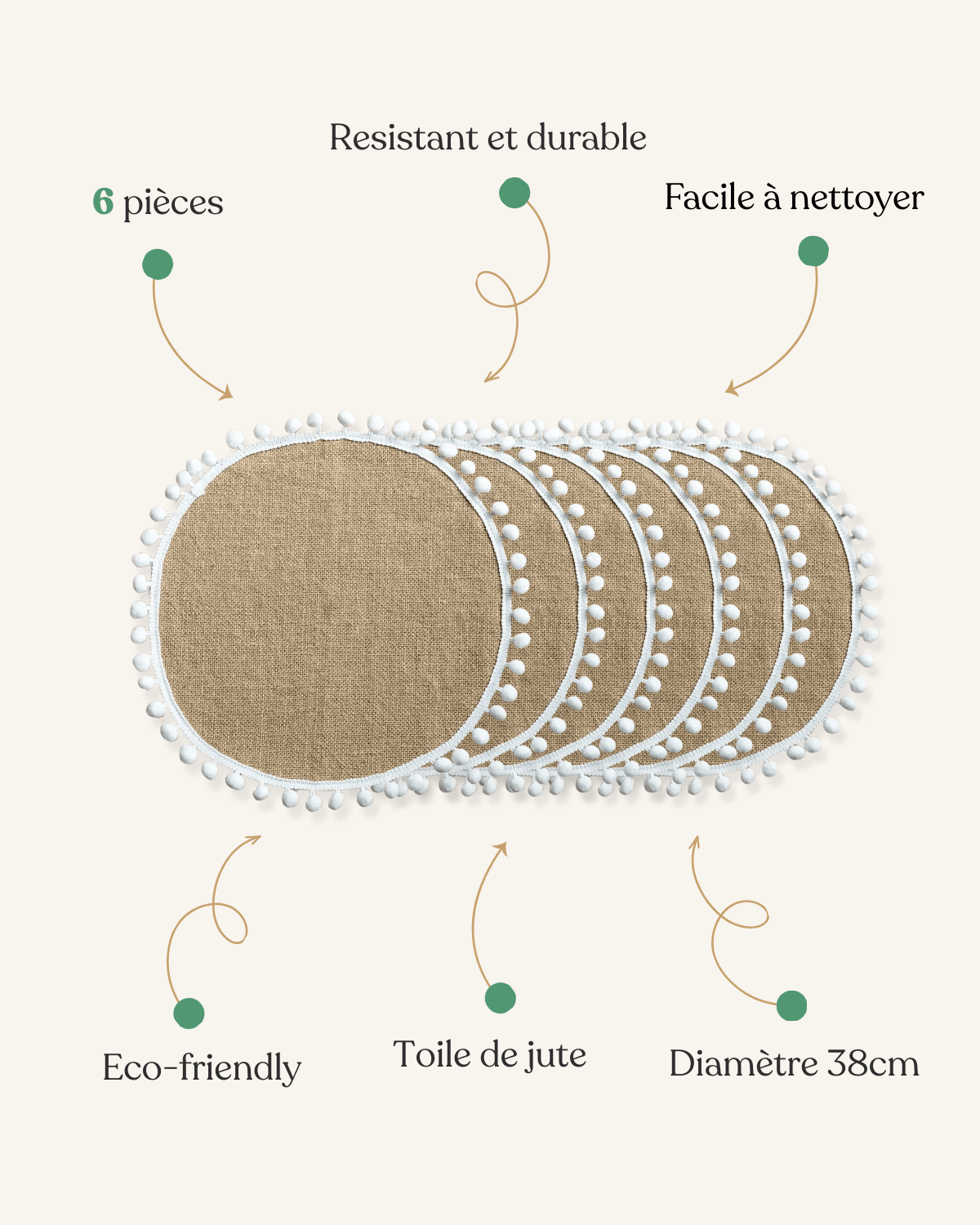 Set de table en jute rond