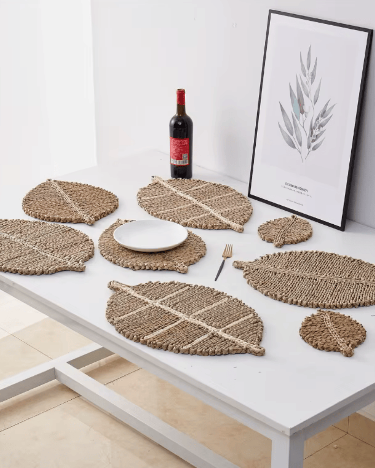 Set de Table Feuille Tressé - Paille Lin Naturel