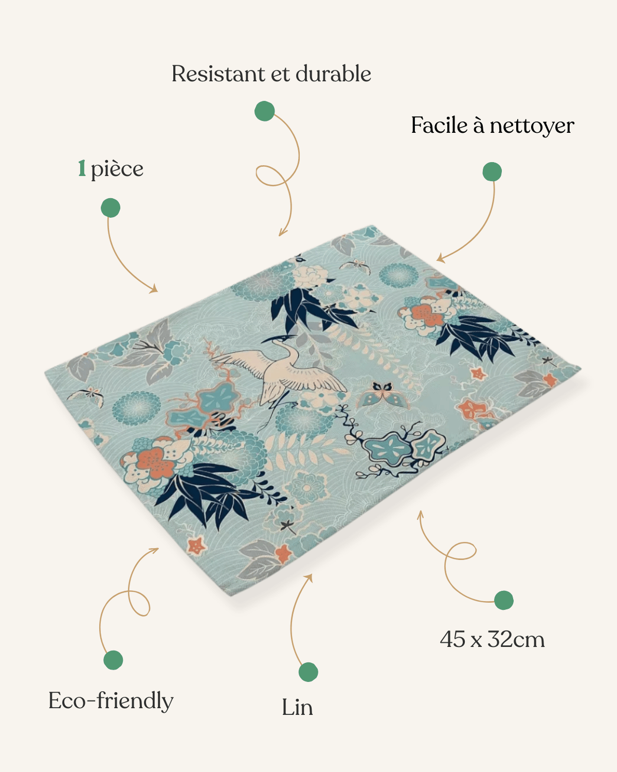 Set de table grue japonaise