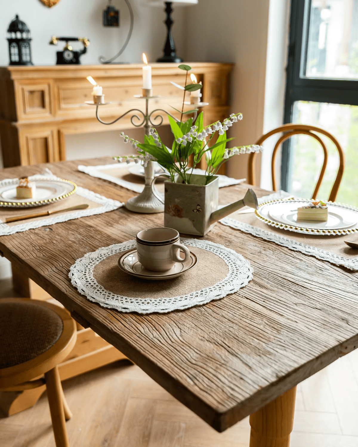 Set de table jute dentelle