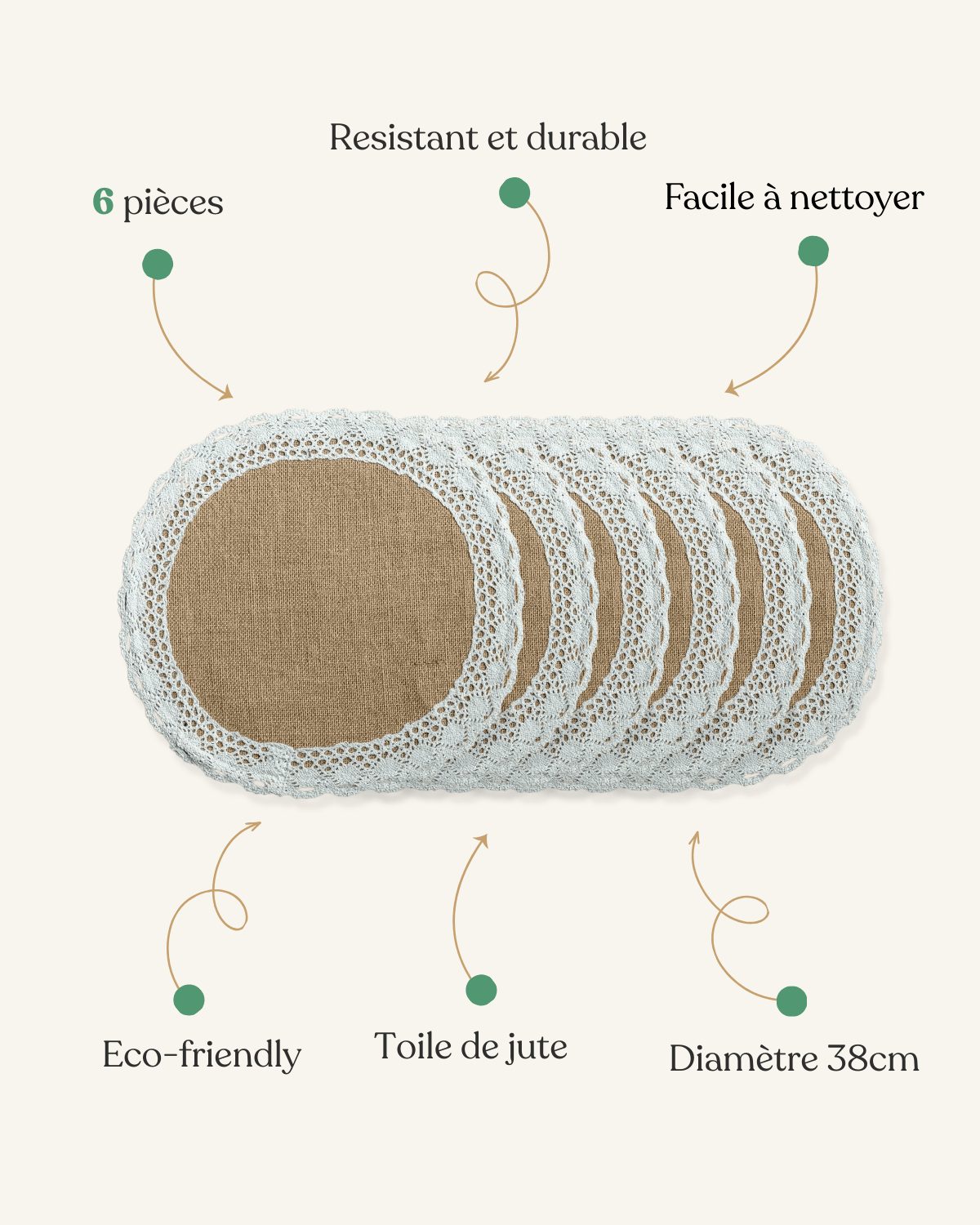 Set de table jute dentelle