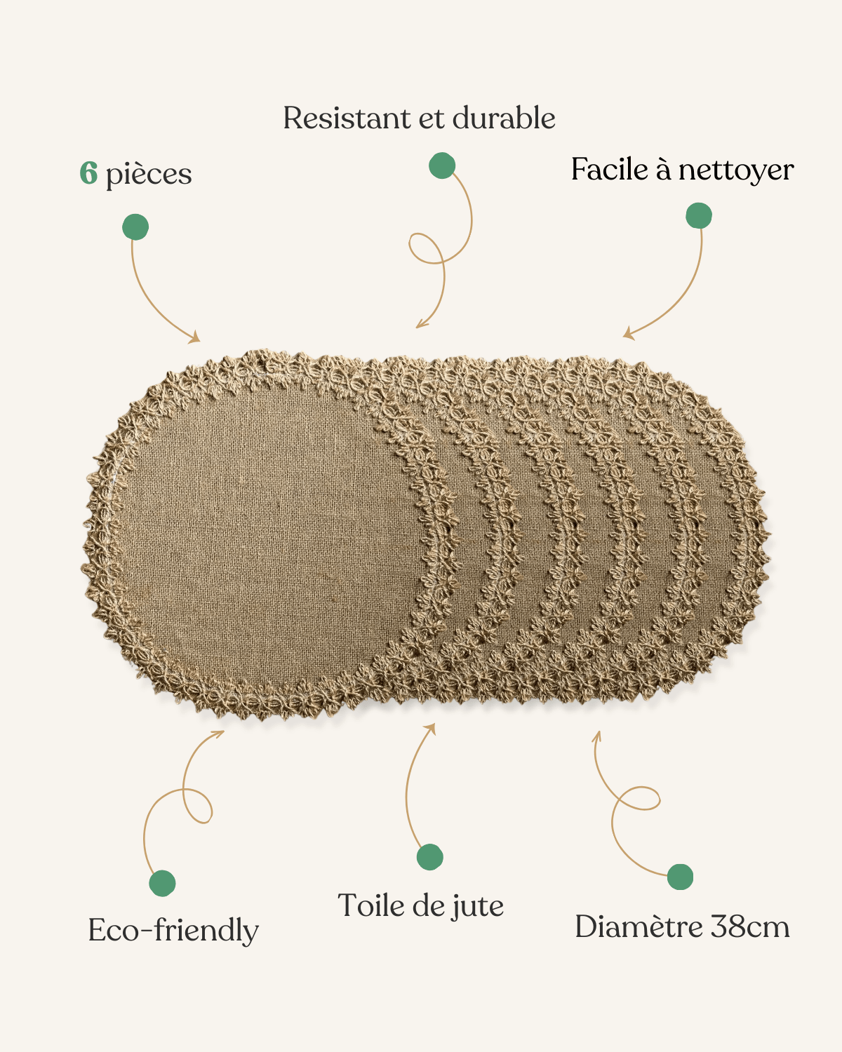 Set de table rond jute