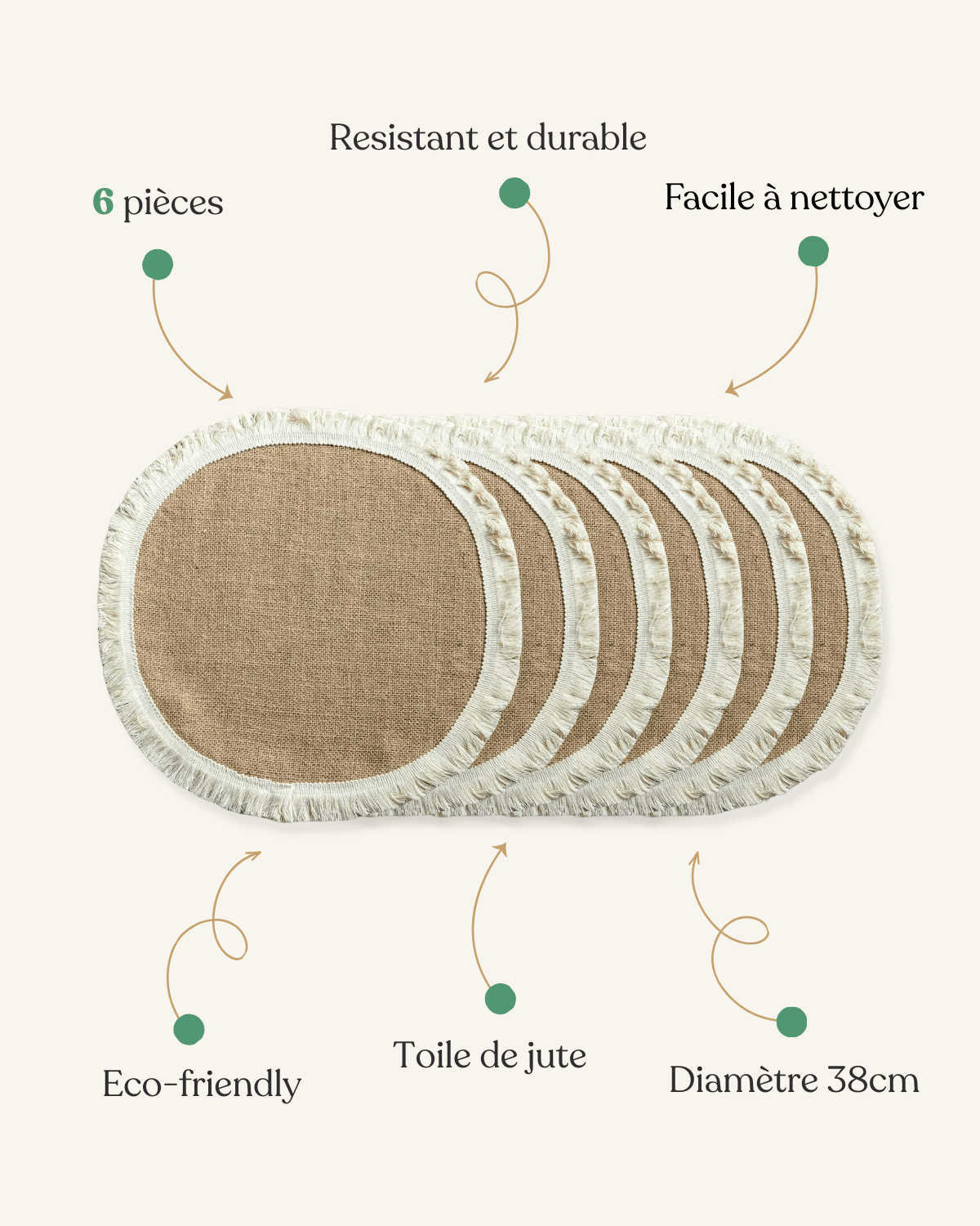 Set de table rond toile de jute
